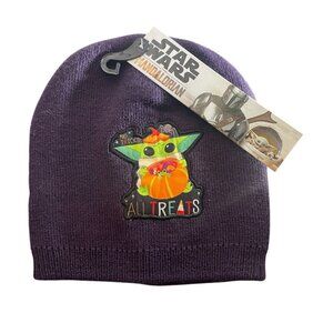 Baby Yoda Star Wars Mandalorian All Treats knit beanie NWT purple